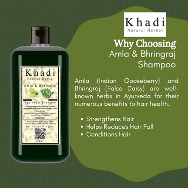 Khadi Natural Herbal Amla & Bhringraj Shampoo for Men Women 1000ml